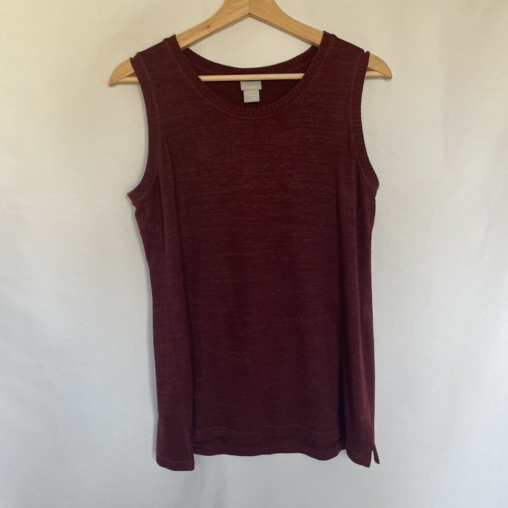 Chico's Zenergy size 8 burgundy sleeveless sweater top women's rayon blouse